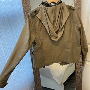 Sisi Olive Hooded Leather Jacket